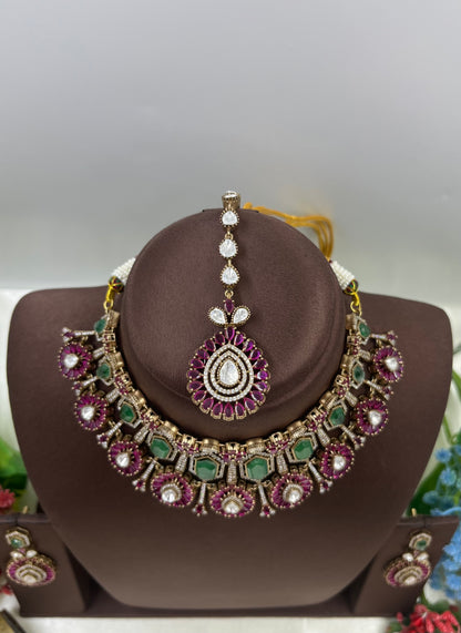 Radha Jaipuri Moissanite Kundan Choker Necklace