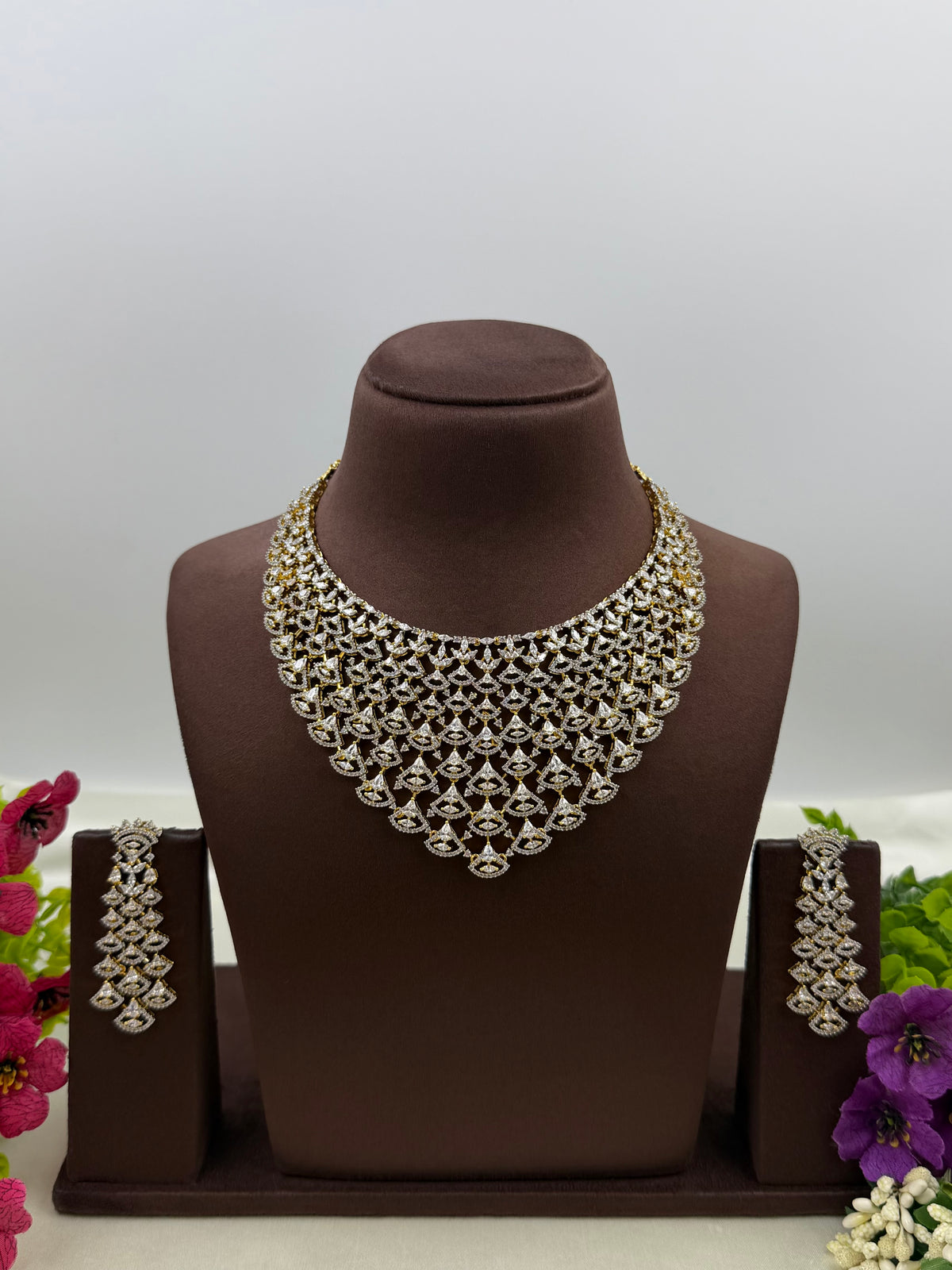Lily American Diamond Two Tone Necklace Set