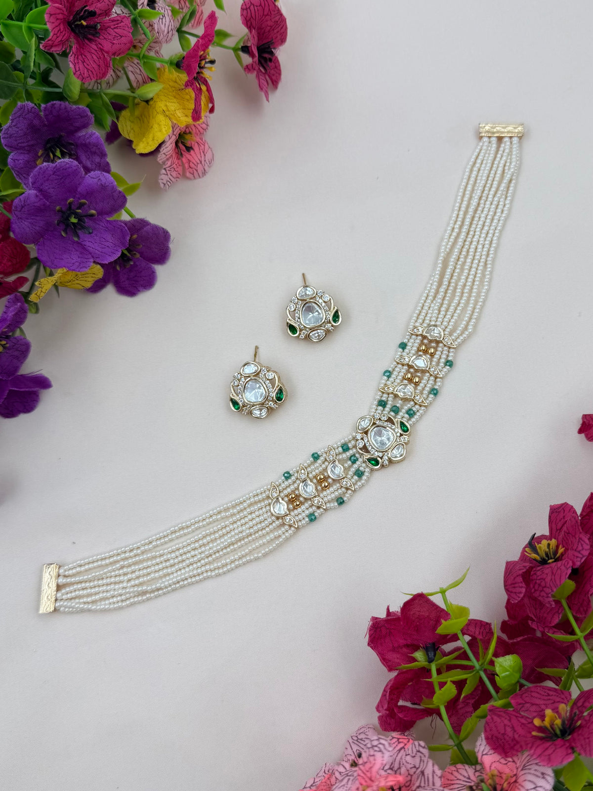 Dhara Moissanite Choker Necklace Set