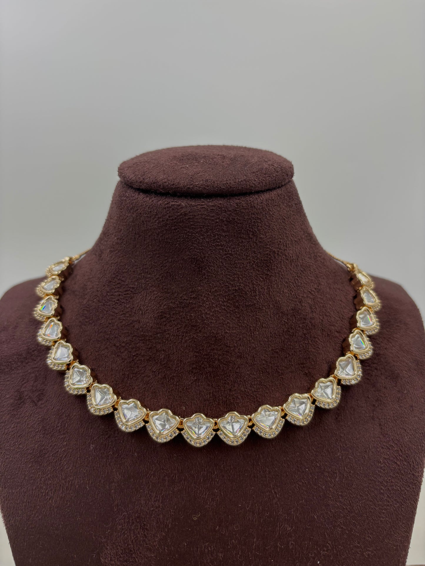 Zarira Sparkle Moissanite Kundan Delicate Necklace Set