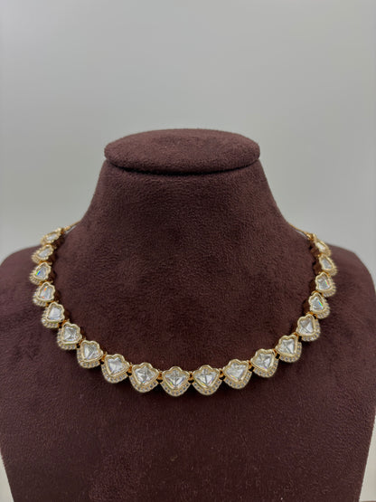 Zarira Sparkle Moissanite Kundan Delicate Necklace Set