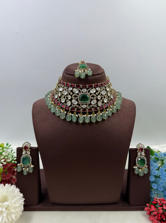 Anita Victorian Semi Bridal Choker Necklace Set