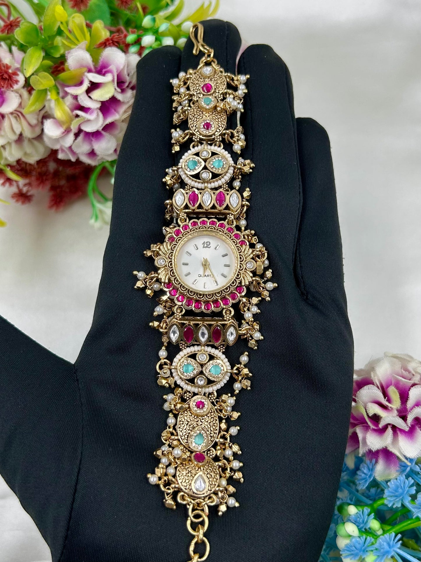 Mayuri Pachi Kundan Watch