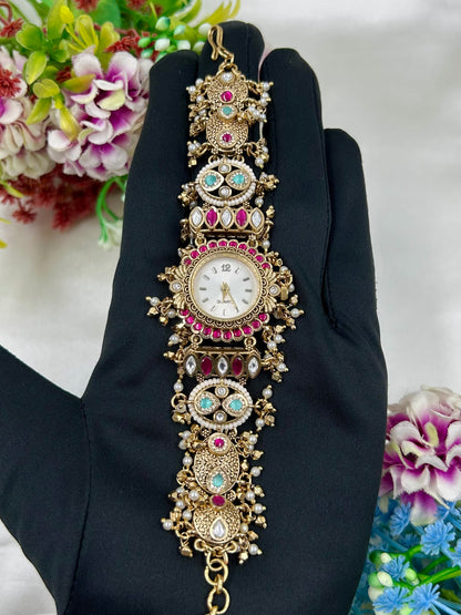 Mayuri Pachi Kundan Watch