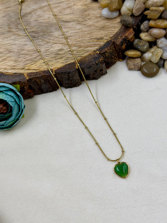 Emerald Green Oval Gold Chain