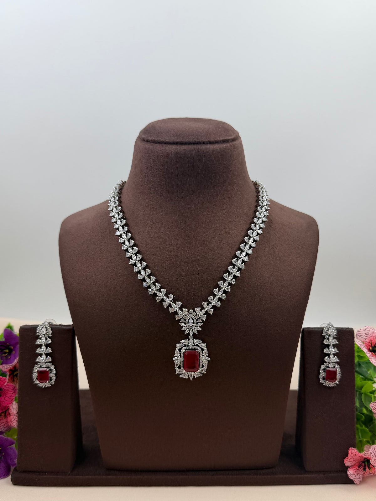 Elena American Diamond Delicate Necklace Set