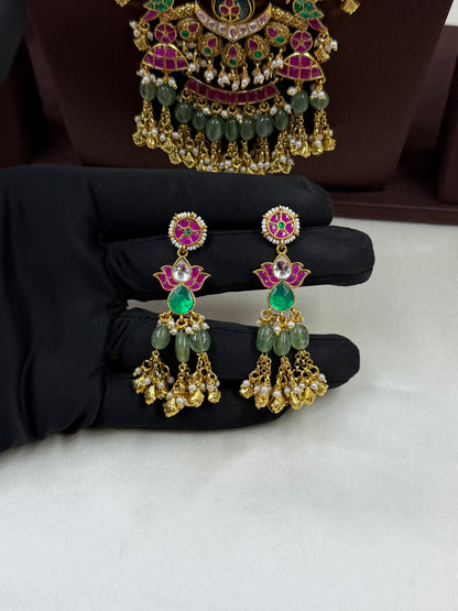Dipti Pachi Kundan Semi Long Necklace Set