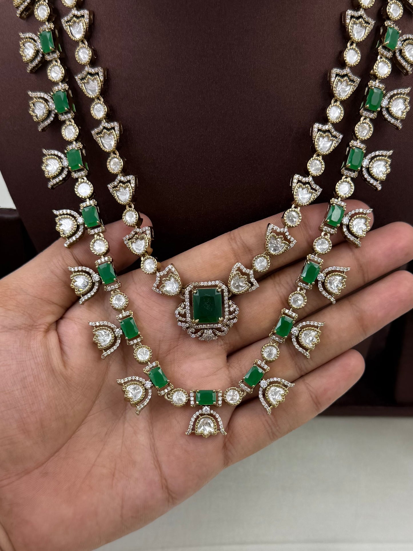 Yogita Premium Double Layer Semi Long Necklace Set