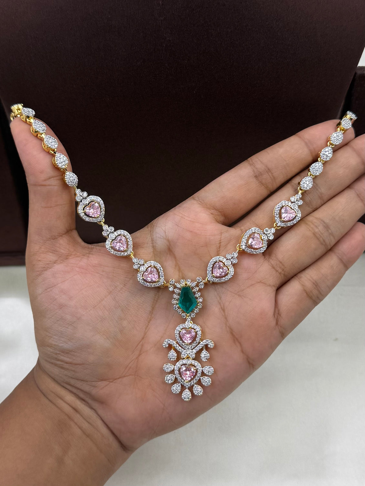 Avika American Diamond Two Tone Necklace Set
