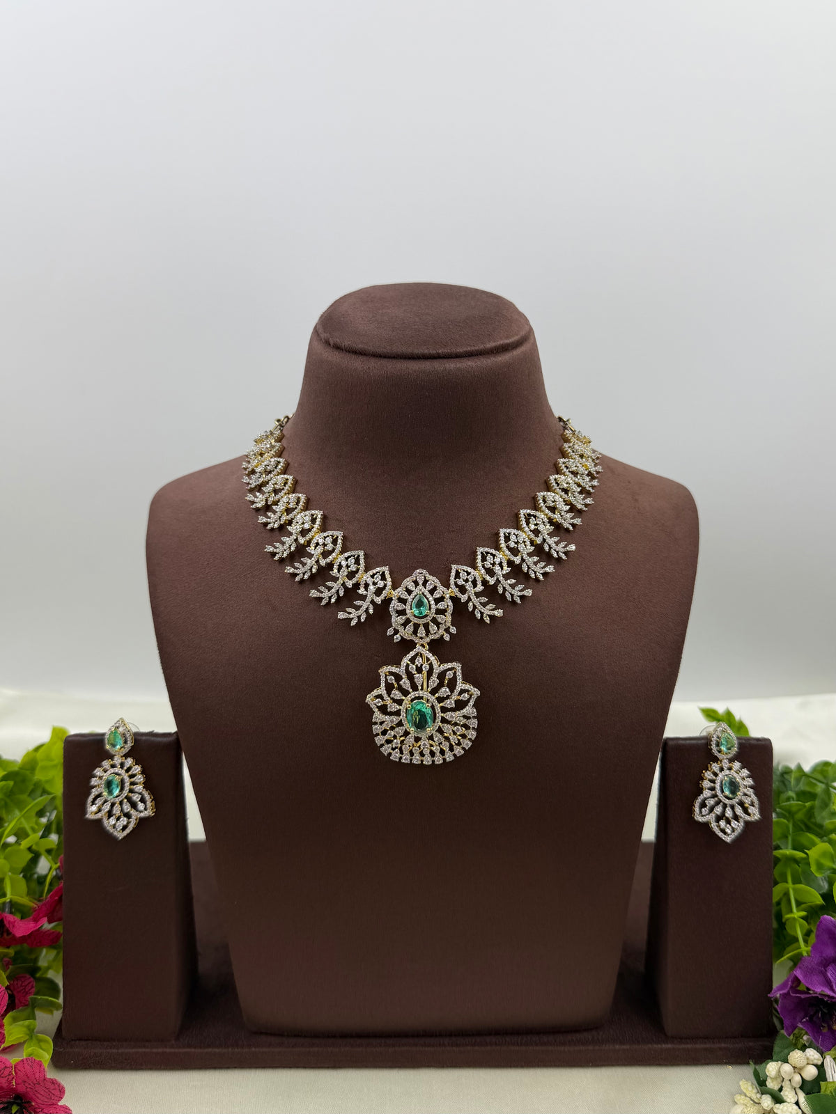 Julie American Diamond Two Tone Necklace Set