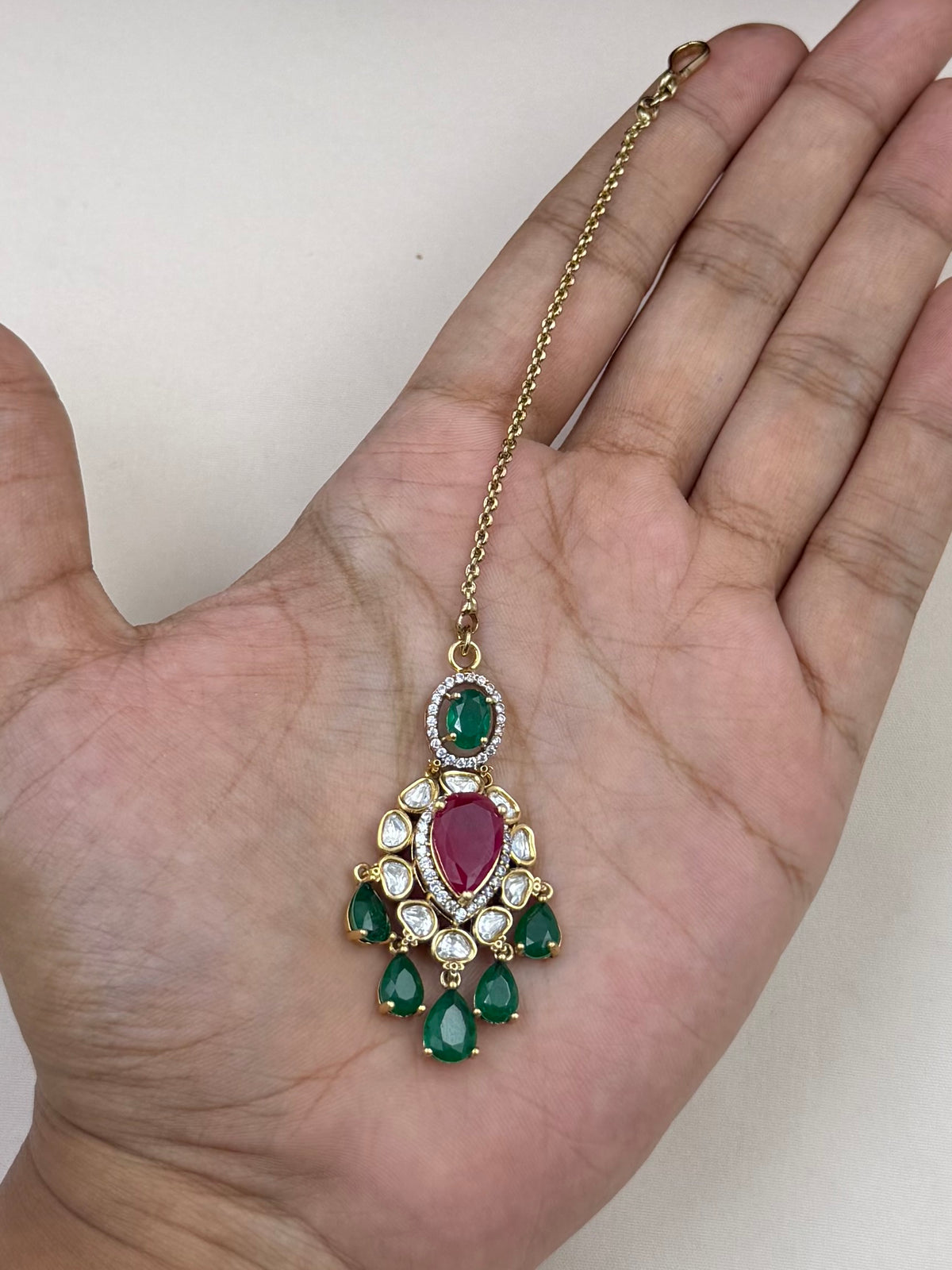 Aashi Victorian Moissanite Semi Long Necklace Set