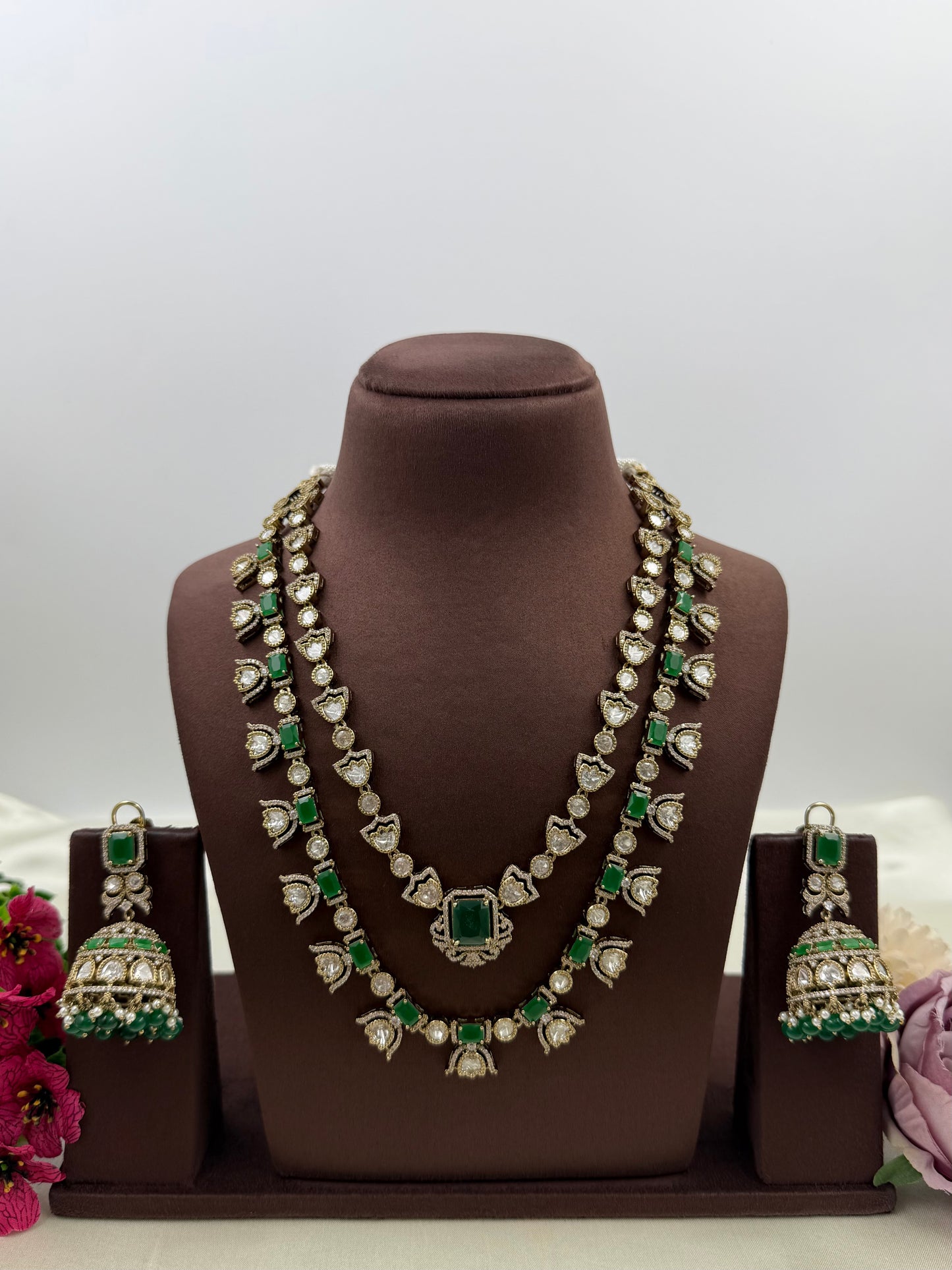 Yogita Premium Double Layer Semi Long Necklace Set