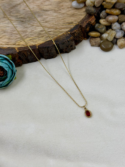 Minimal Oval Gem Gold Chain