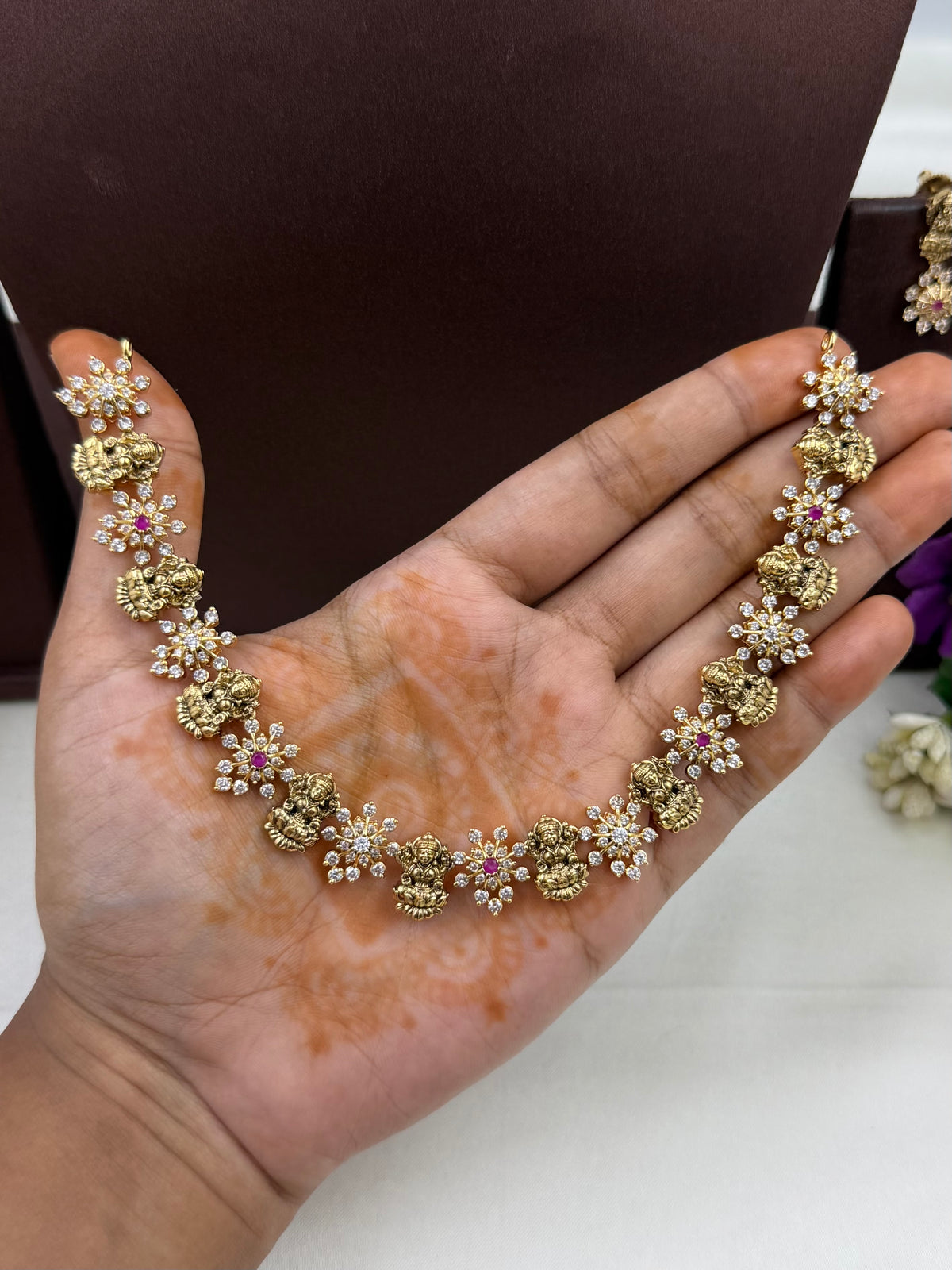 Rashmika South Temple Delicate Necklace Set