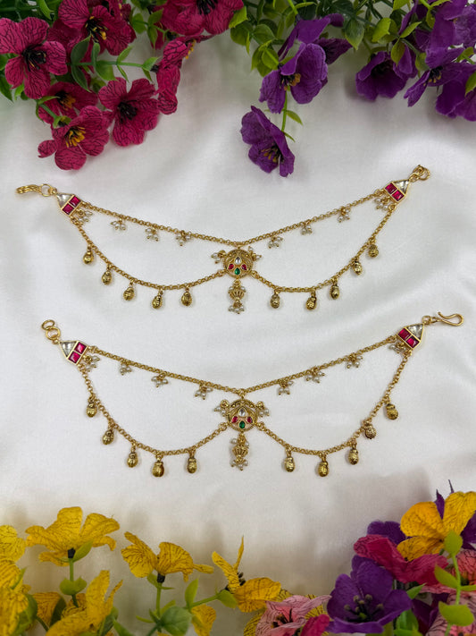 Zoya Pachi kundan Ear Chain