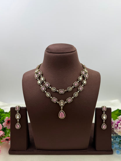 Megha Victorian Double Layer Necklace Set