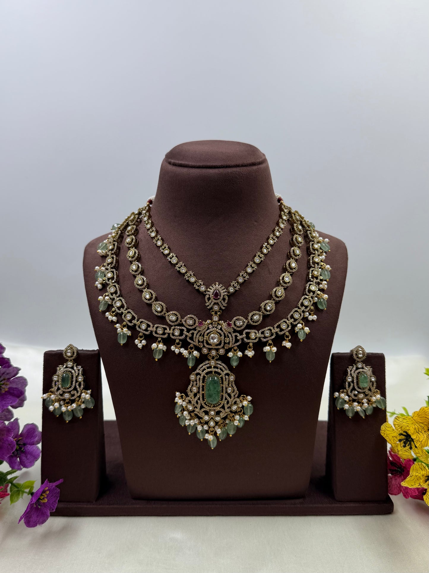 Vishakha Victorian Three Layer Necklace