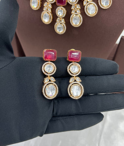 Flauntora Premium Moissanite Kundan Necklace