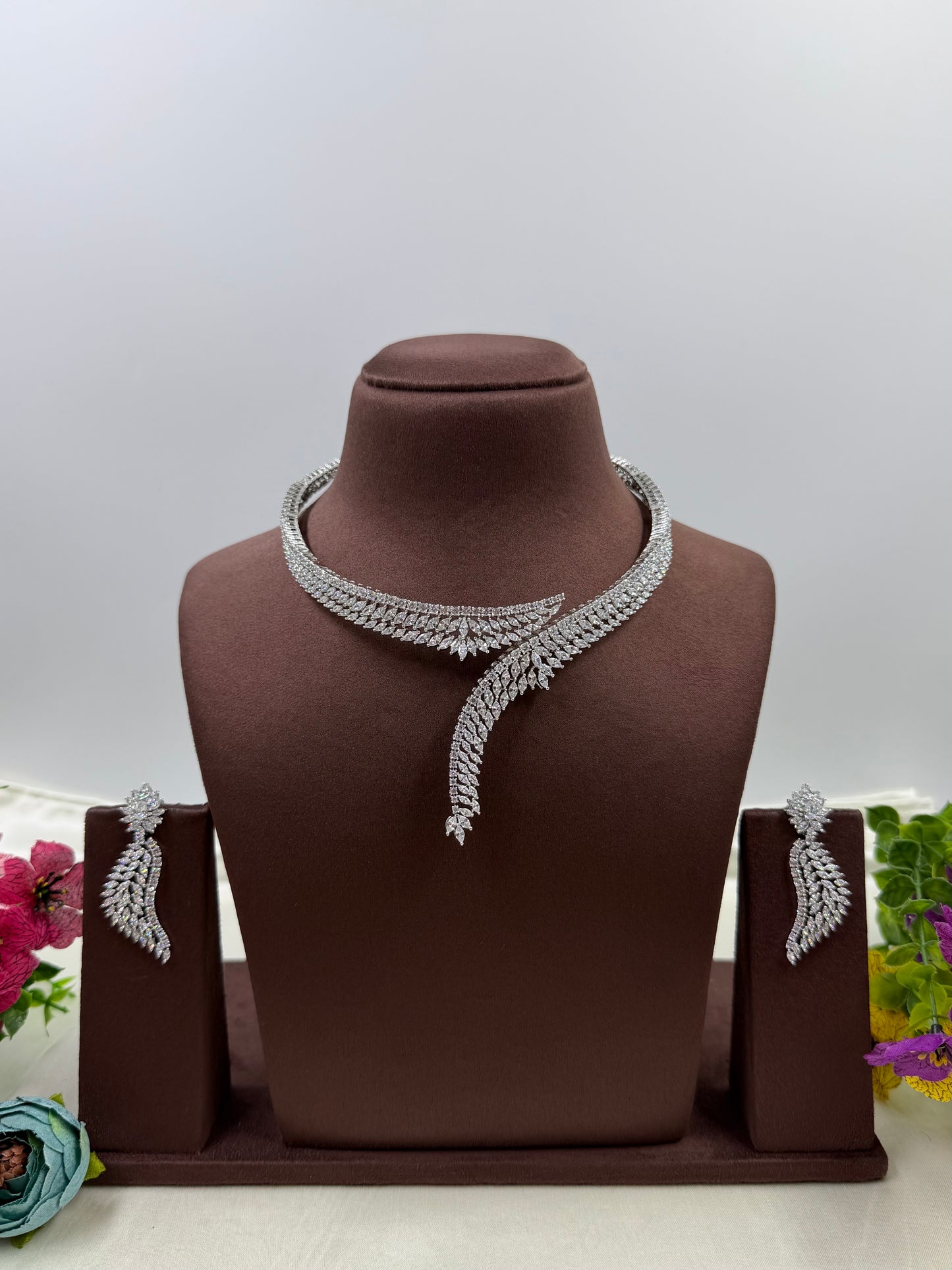 Nilam American Diamond Hasli Necklace