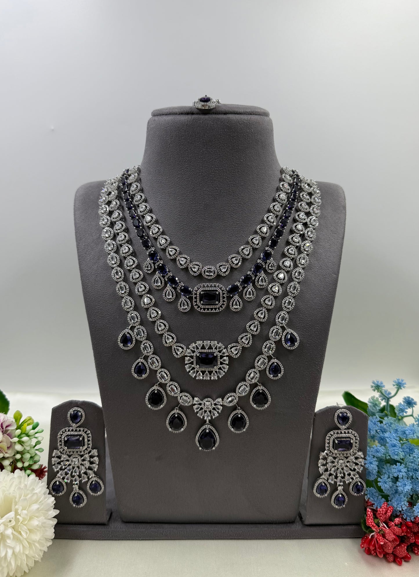 Chitra American Dimond Long Necklace Set