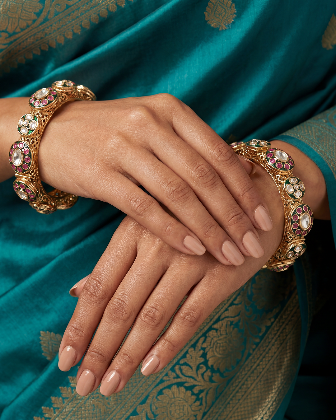 Riza Moissanite kundan Minakari Bangles Set