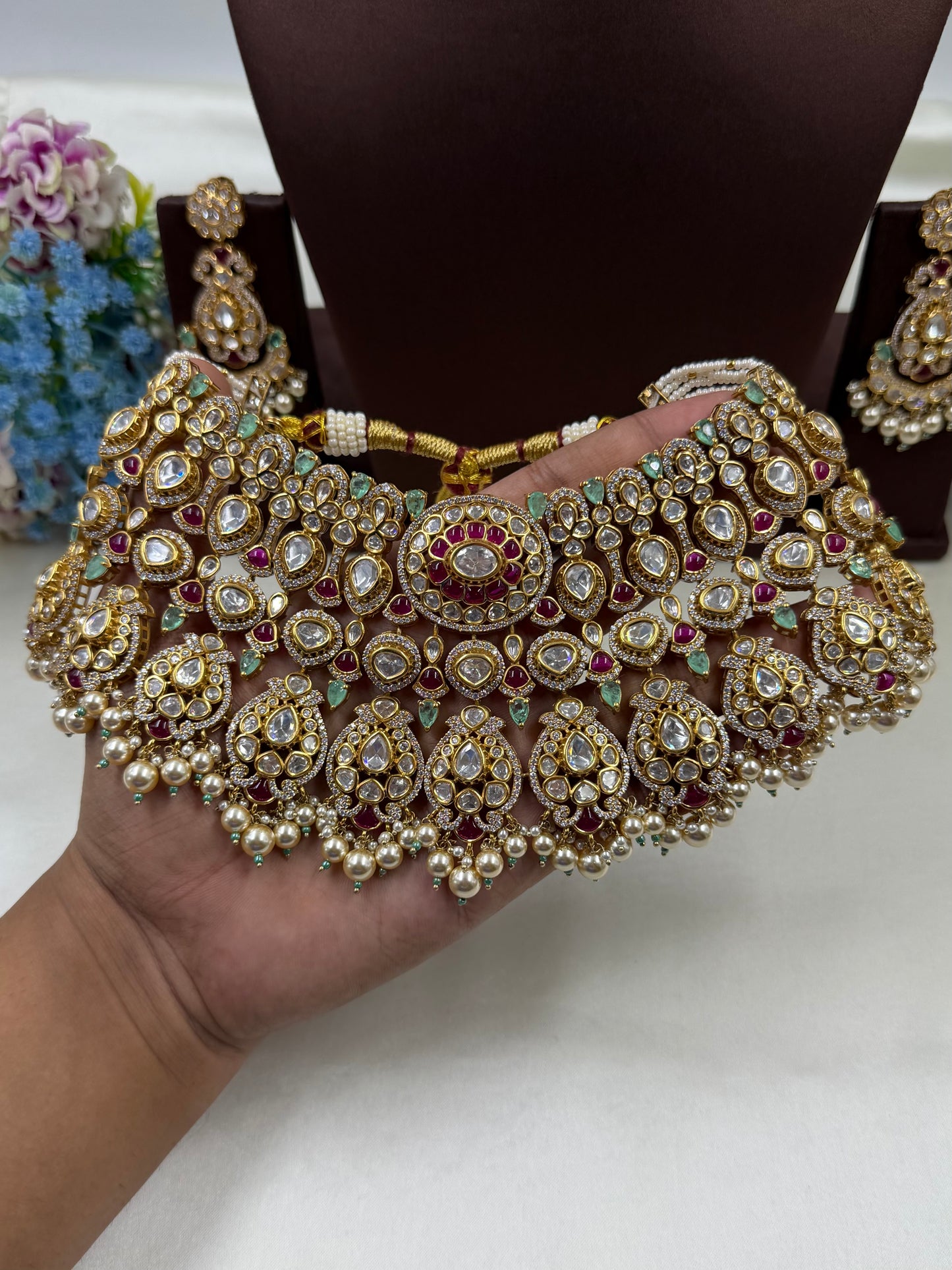 Madhura Victorian Moissanite Choker Necklace Set