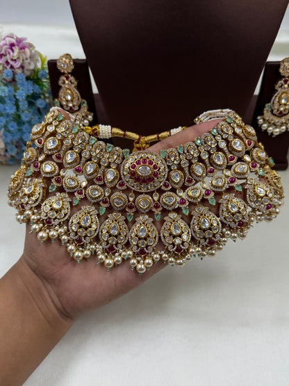 Madhura Victorian Moissanite Choker Necklace Set