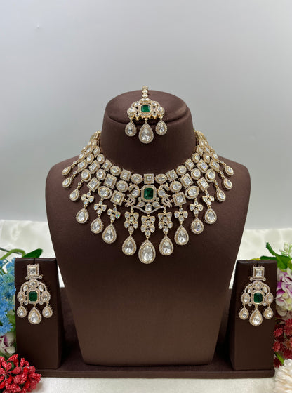 Veena Moissanite Semi Bridal Necklace