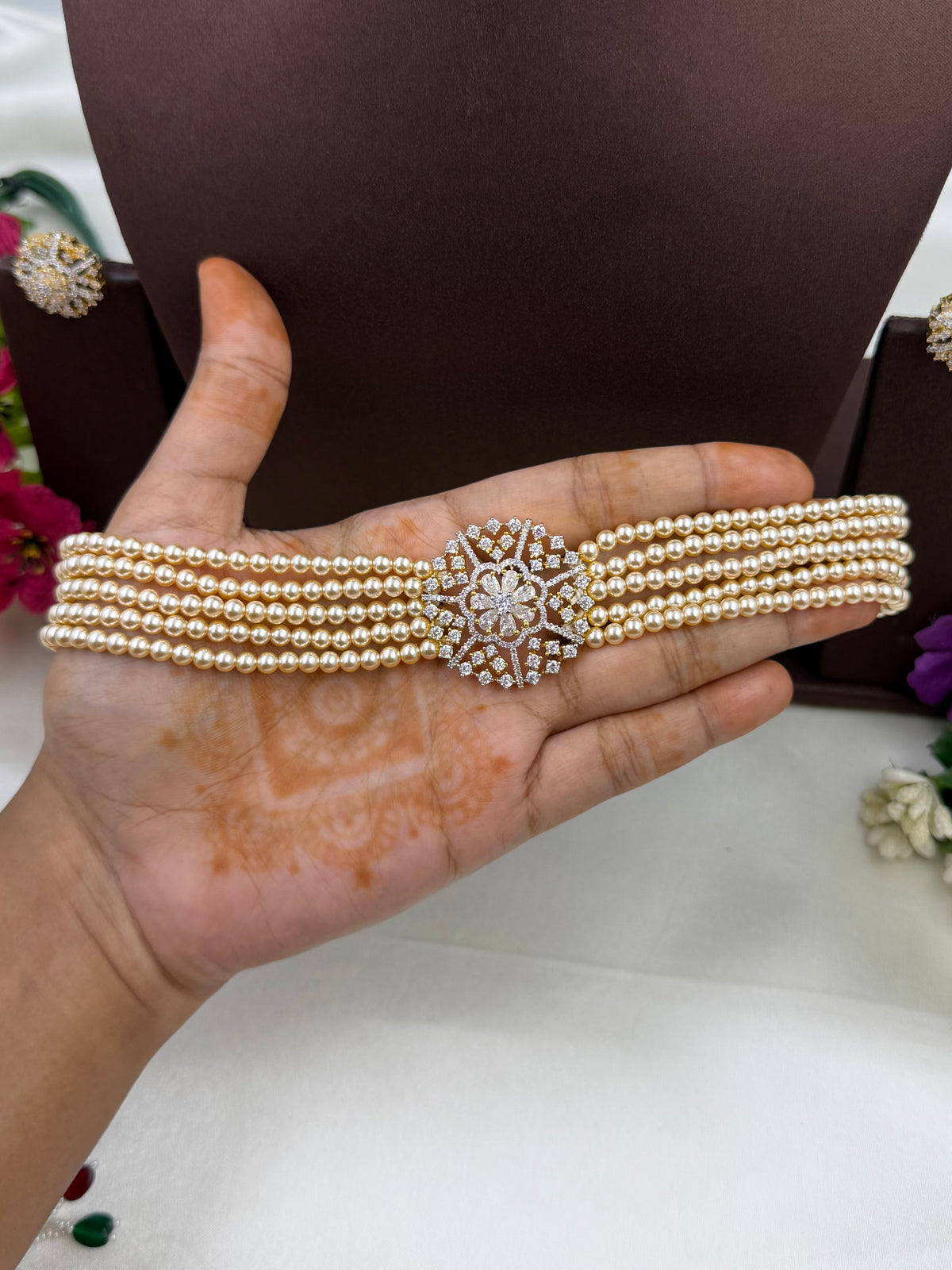 Jenny American Diamond Pearl Choker Set