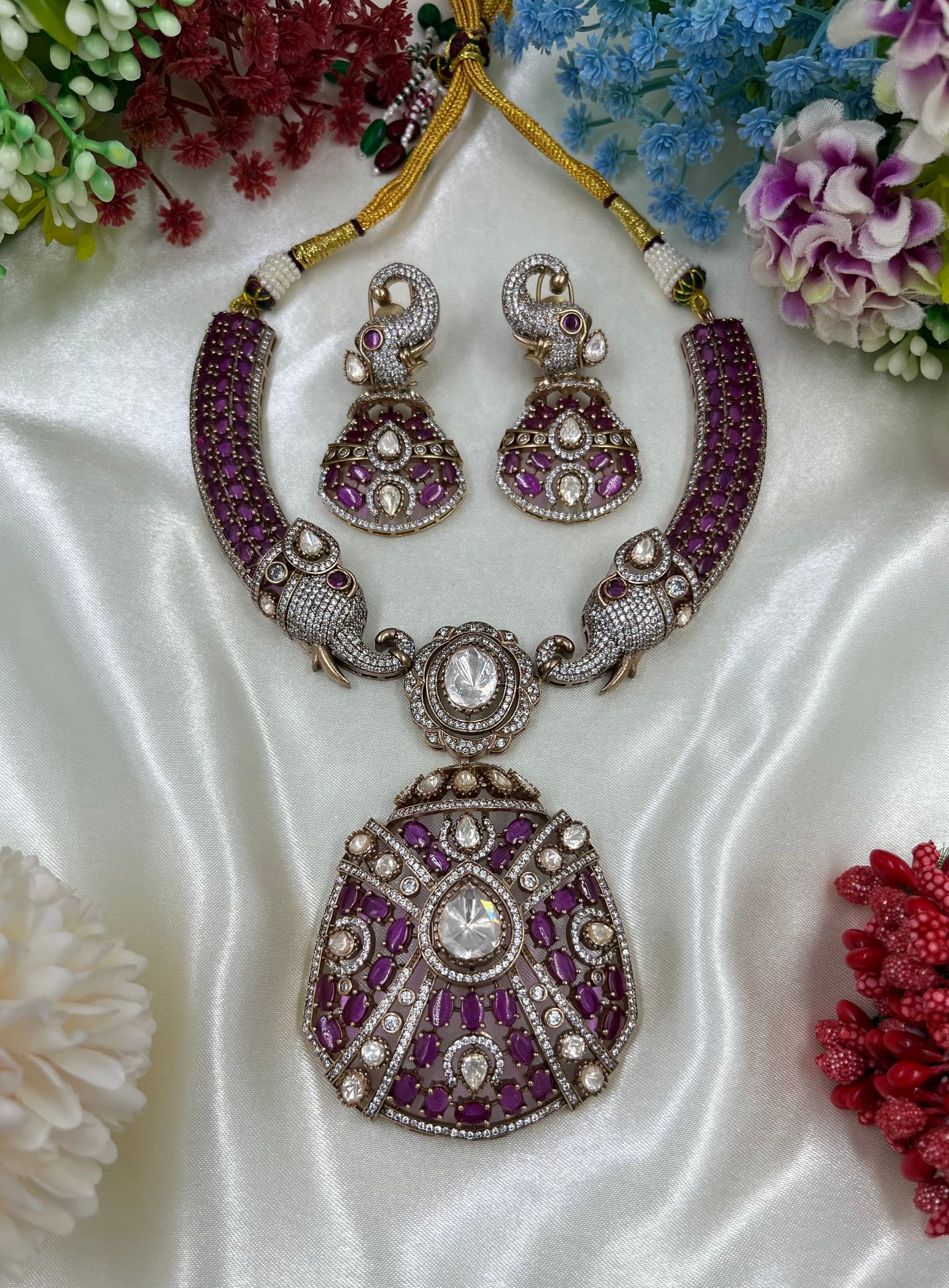 Rajeshwari Premium Moissanite Kundan Necklace