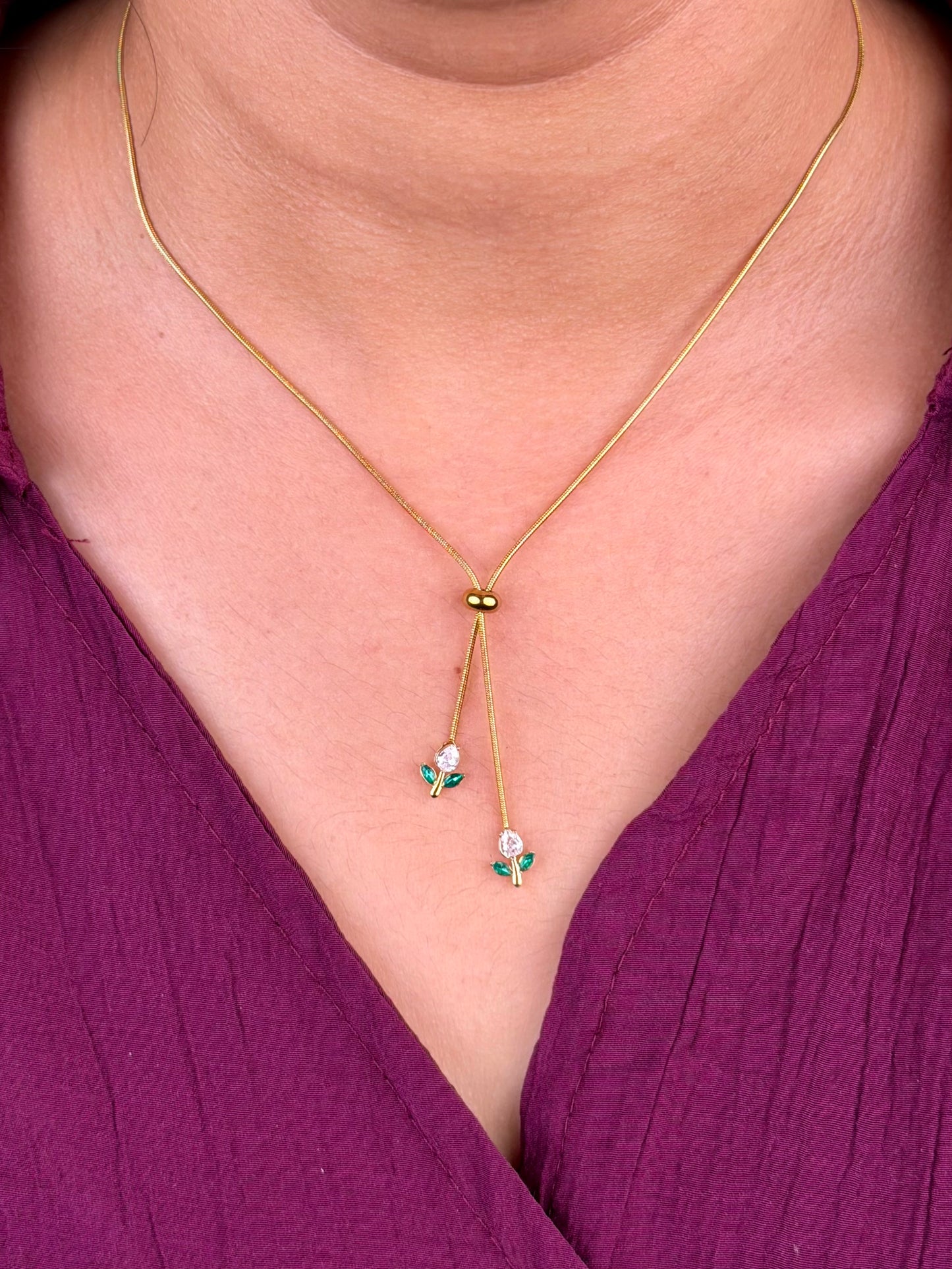 Bloom Drop Lariat Gold Chain