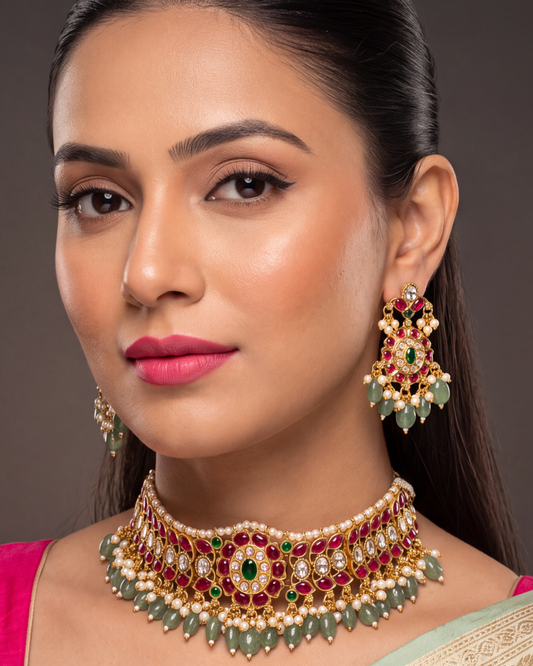Sai Kundan Choker Necklace Set