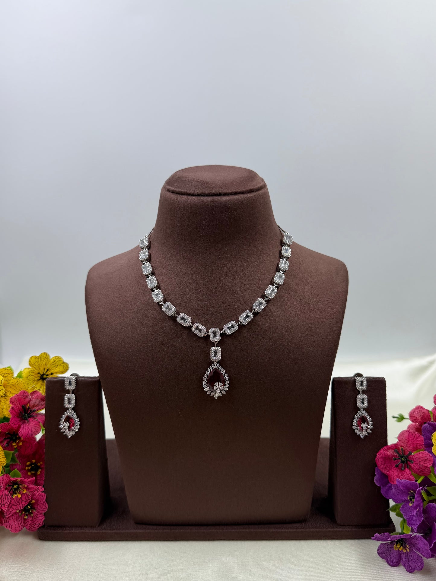 Suvarna Delicate American Diamond Necklace ￼