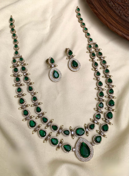 Victorian Double Layer Long Necklace Set