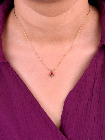 Scarlet Leaf Pendant Gold Chain