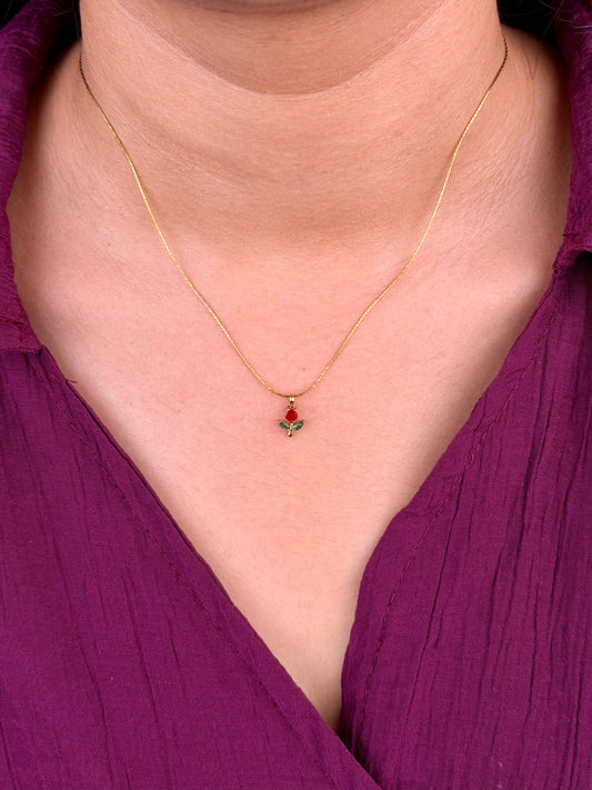 Scarlet Leaf Pendant Gold Chain