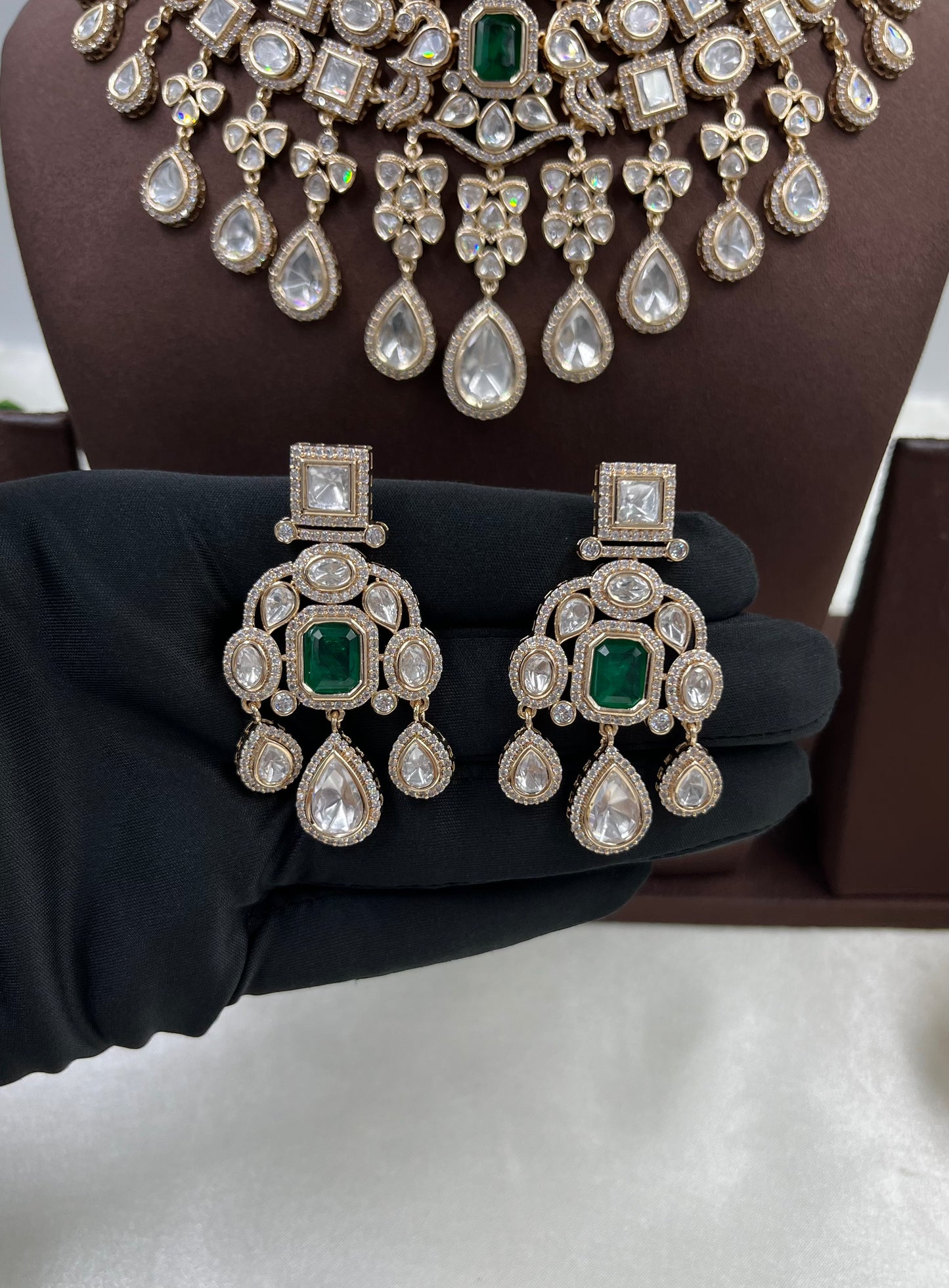 Veena Moissanite Semi Bridal Necklace