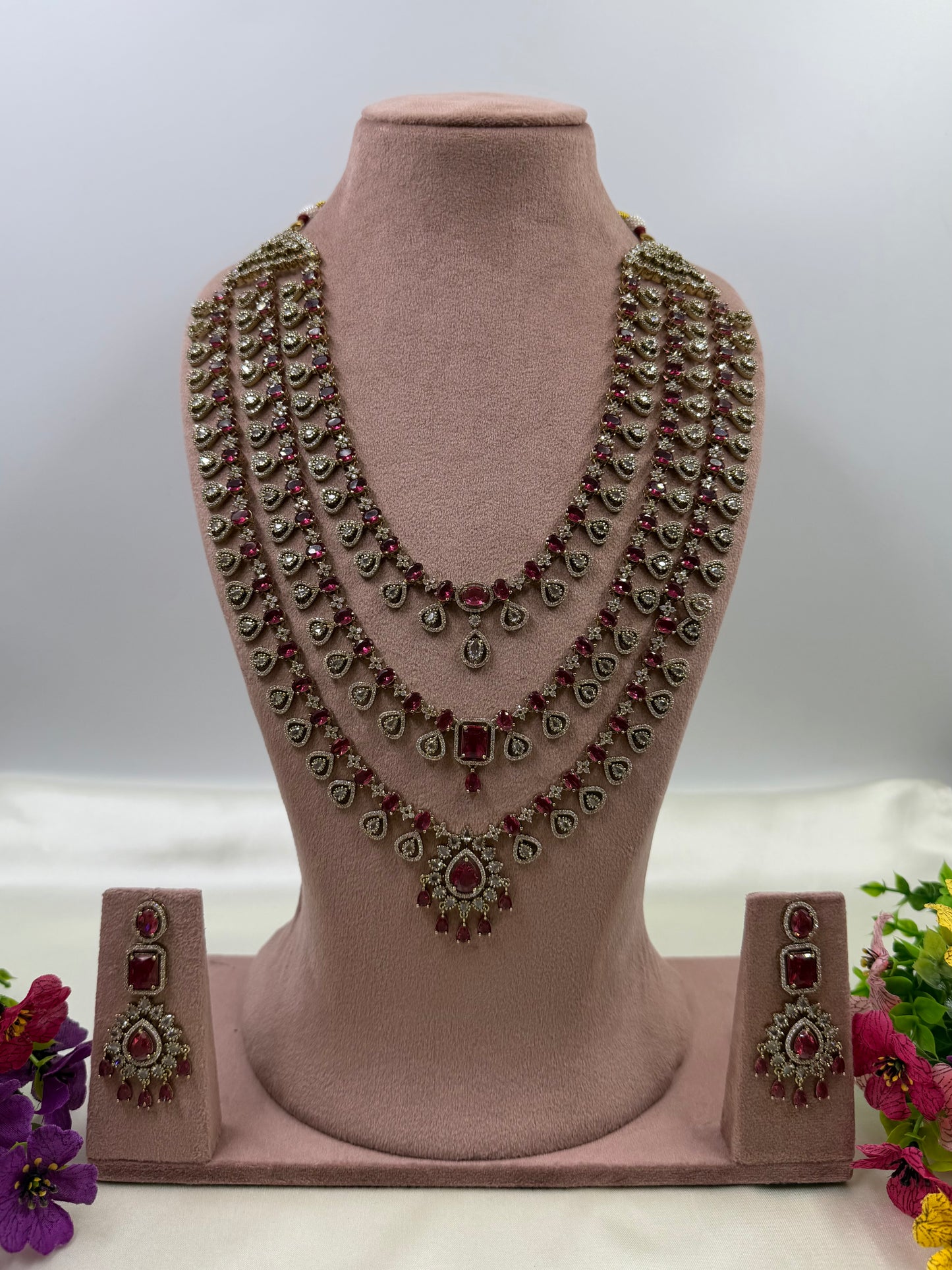 Nayana Triple Layer Victorian Necklace Set