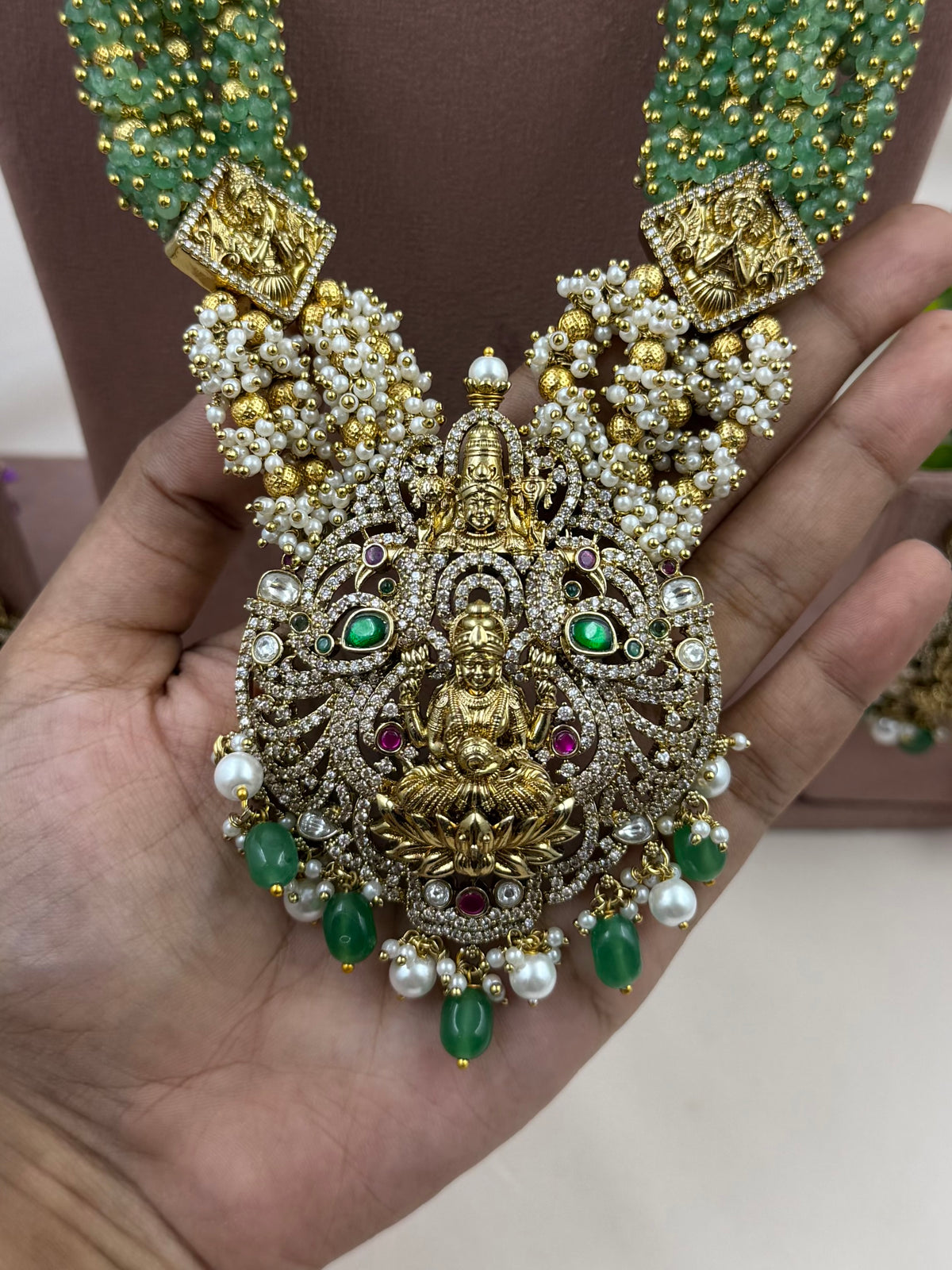Shubhra South Traditional Temple Long Necklace Set