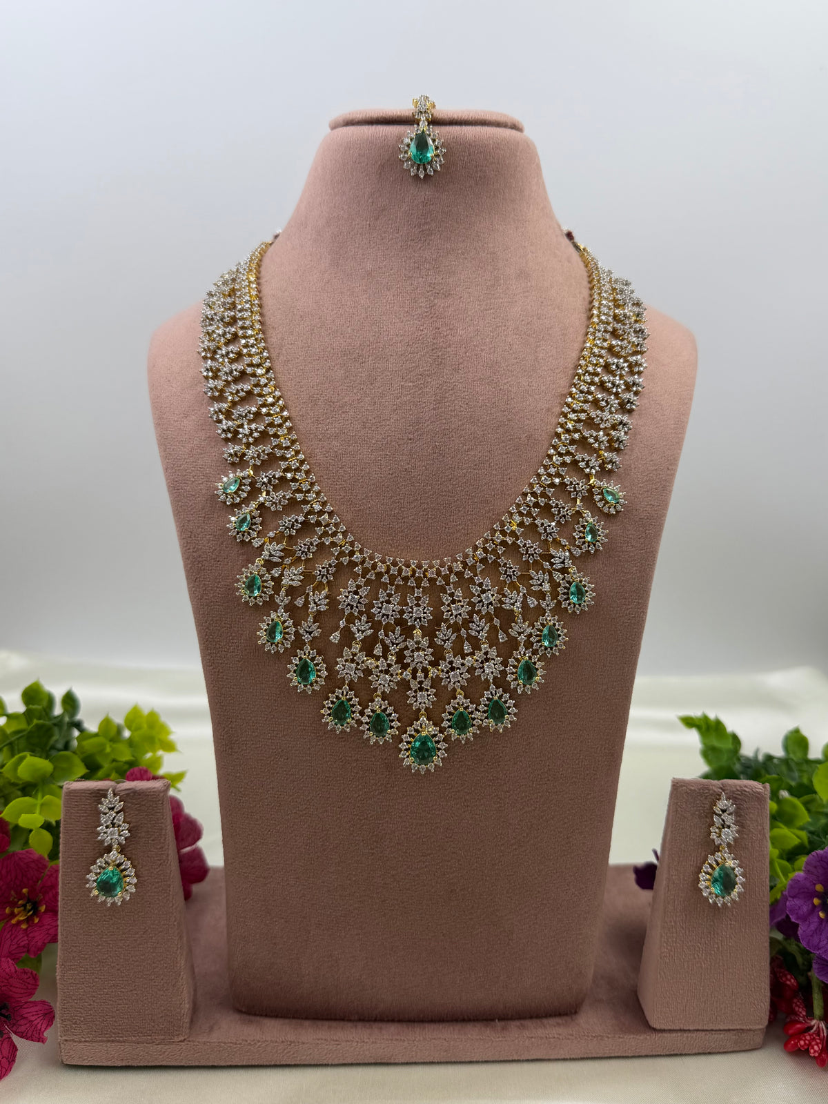 Eloise American Diamond Two Tone Necklace Set