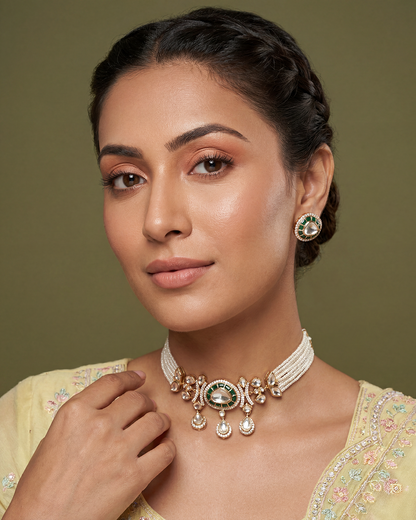 Pooja Moissanite Choker Necklace Set