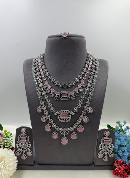 Chitra American Dimond Long Necklace Set