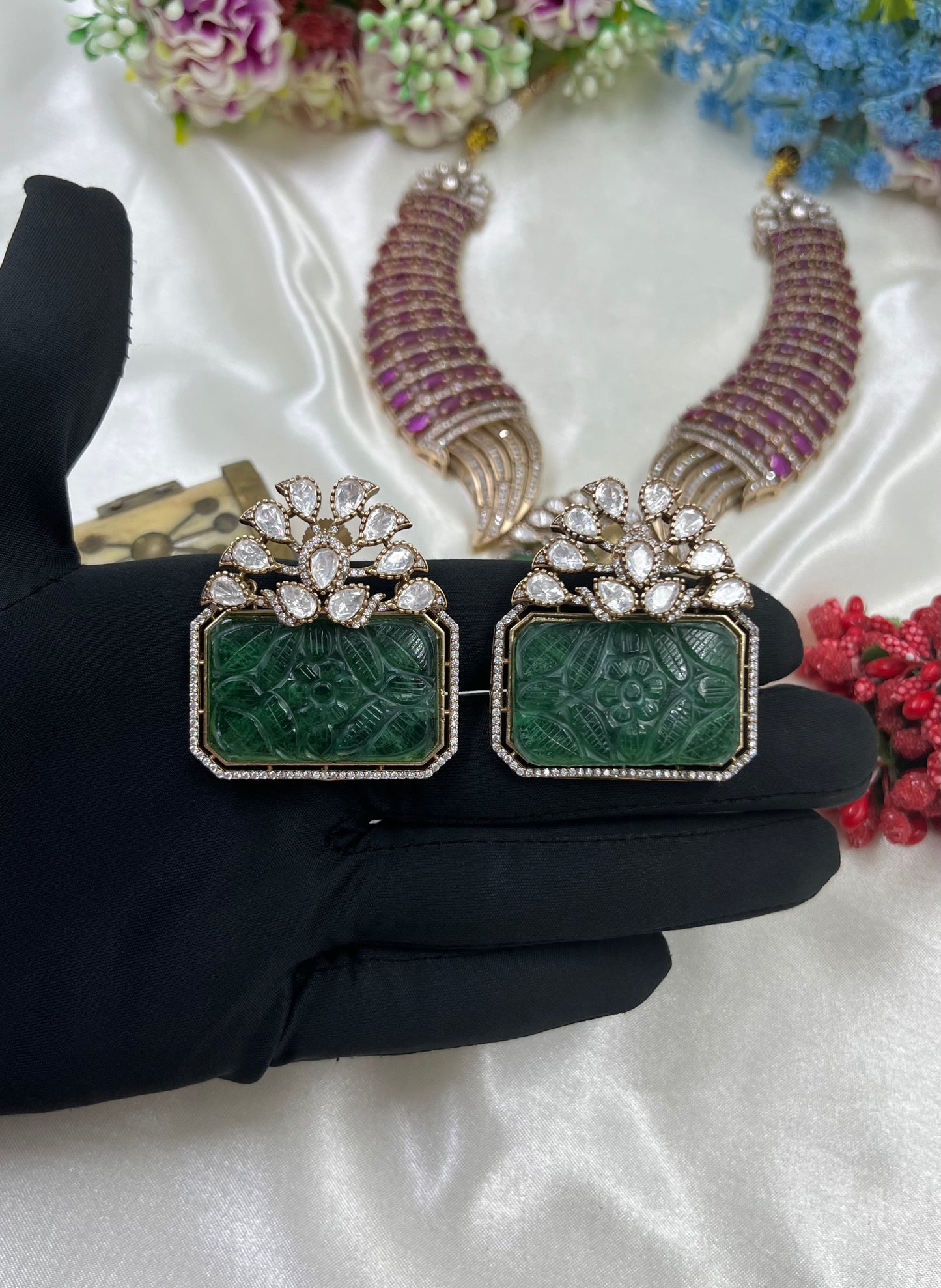 Kunti Jaipuri Moissanite Kundan Necklace