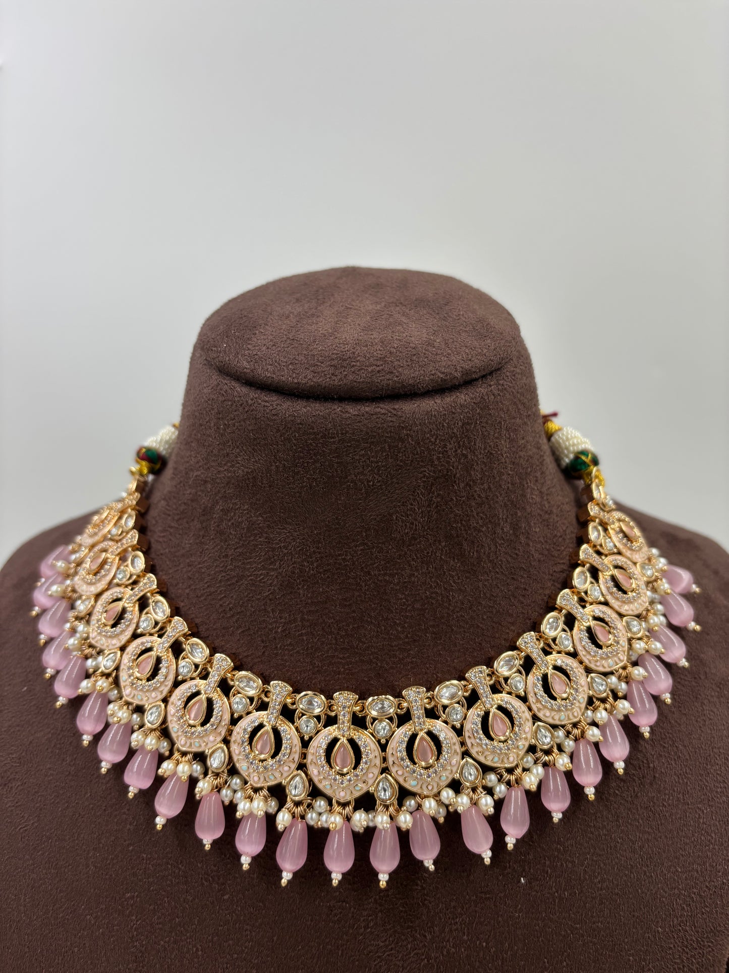 NOOR MOISSANITE KUNDAN PEARL NECKLACE SET