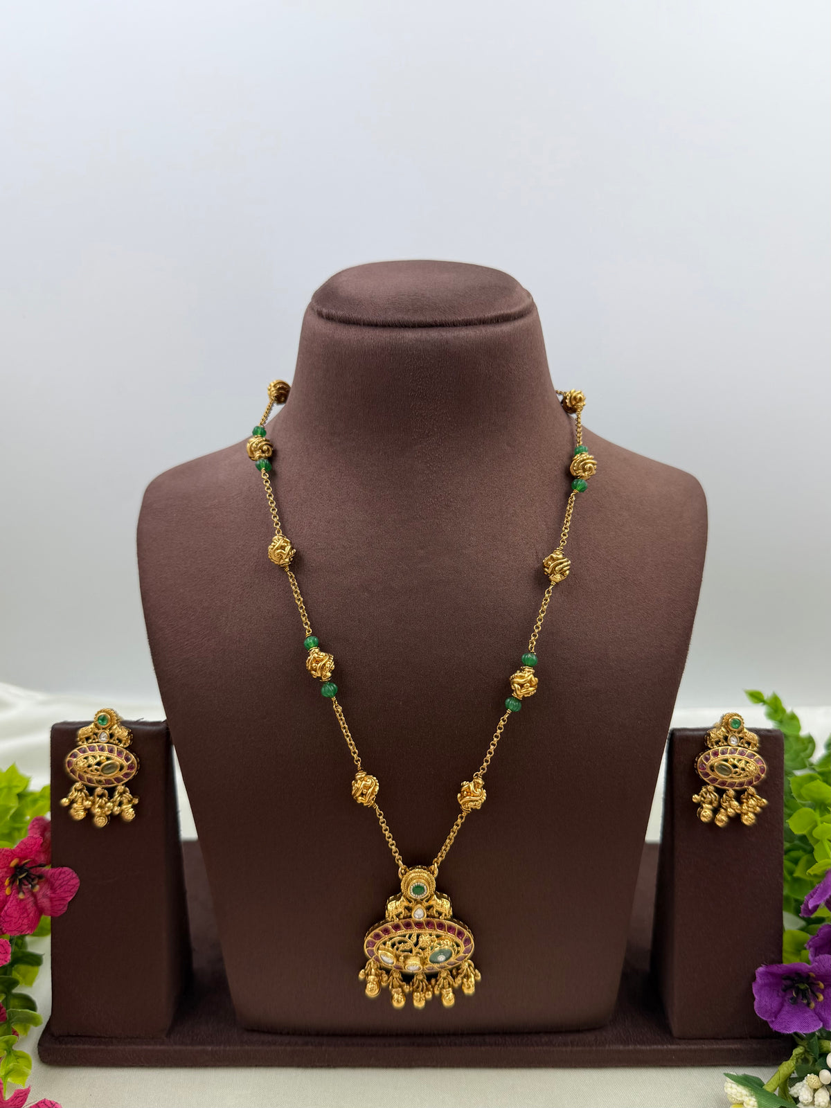 Kavya Heritage Delicate Semi Long Necklace Set