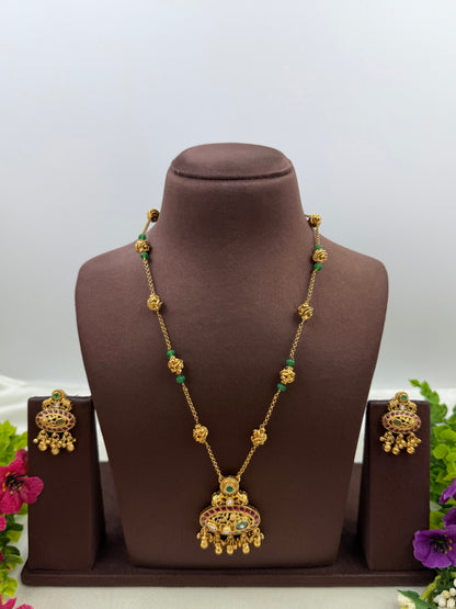 Kavya Heritage Delicate Semi Long Necklace Set