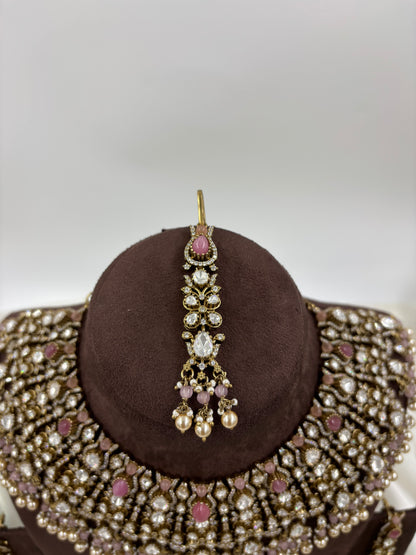 Hiren premium Moissanite Kundan Semi Bridal Necklace set