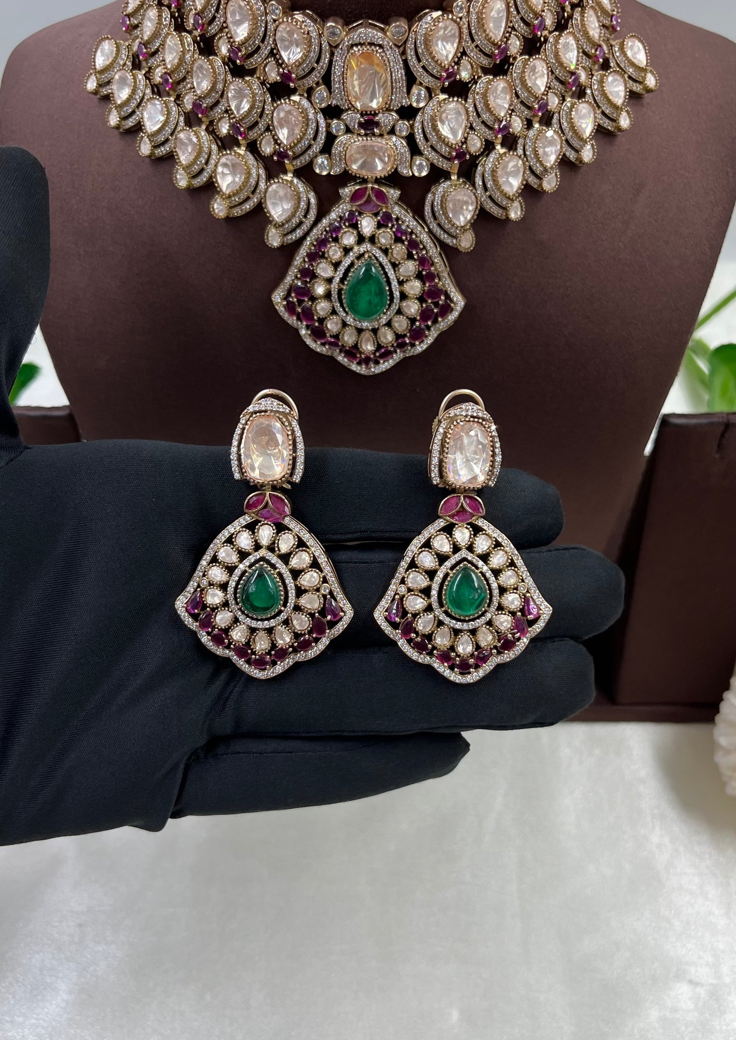 Leena Moissanite Choker Semi Bridal Set