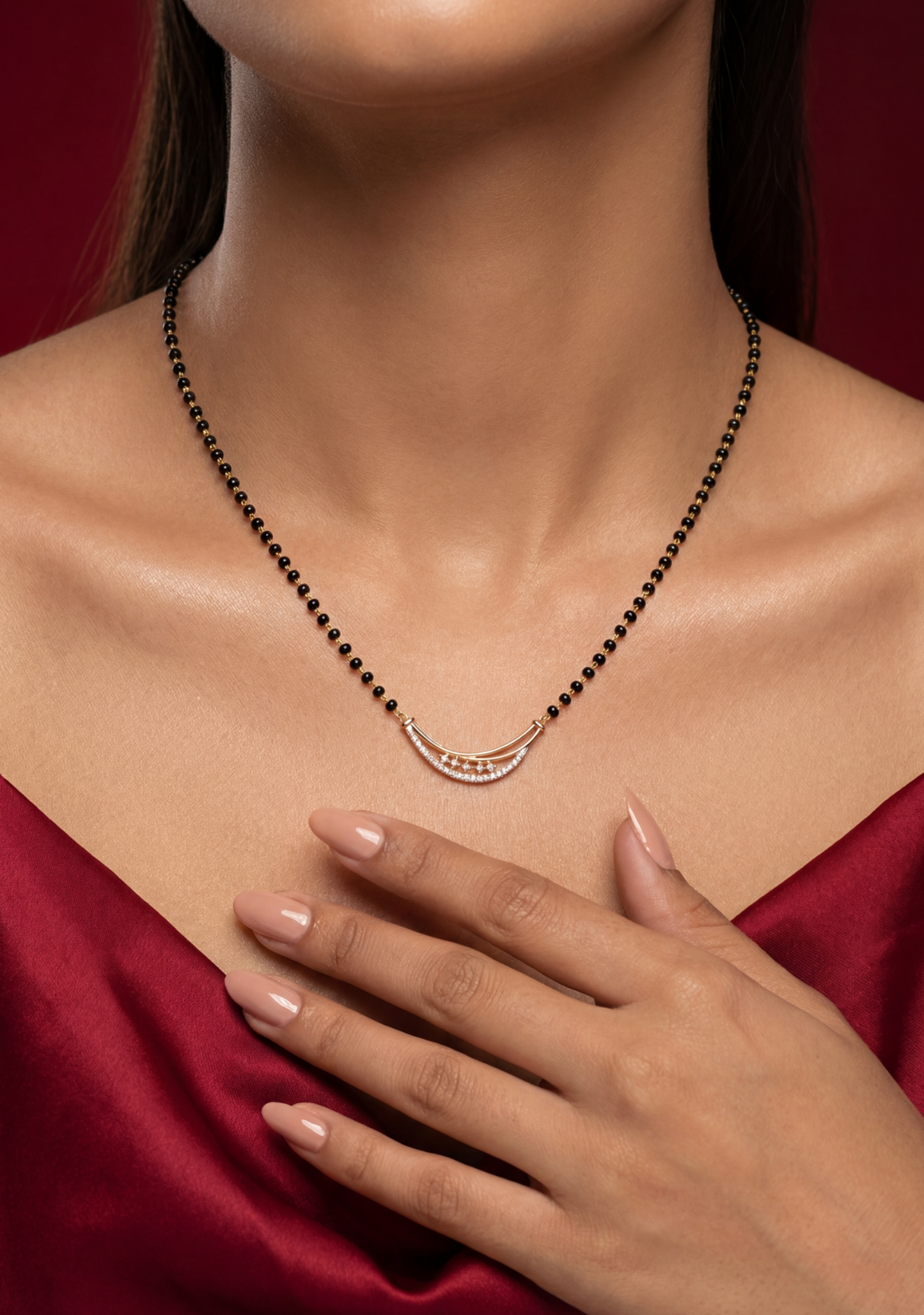 Smooth Curved Bars Rose Gold Mangalsutra