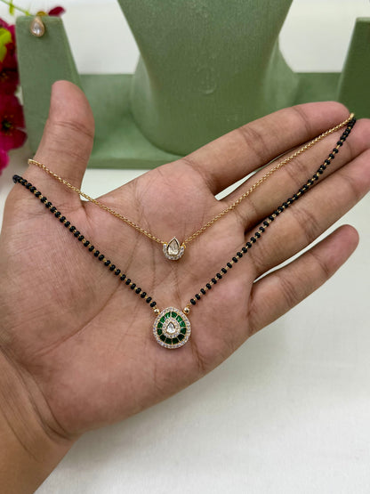 Elegant Round Pendant Black Beaded Mangalsutra